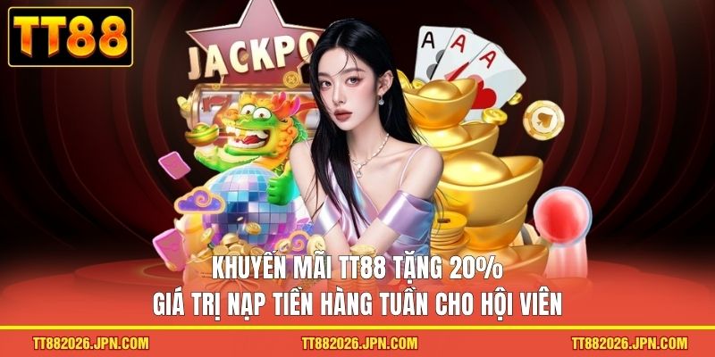 Khuyến Mãi TT88 2 Khuyến mãi TT88 tặng 20% giá trị nạp tiền hàng tuần cho hội viên